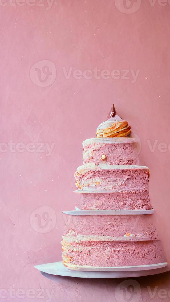 Pink background with cake photo