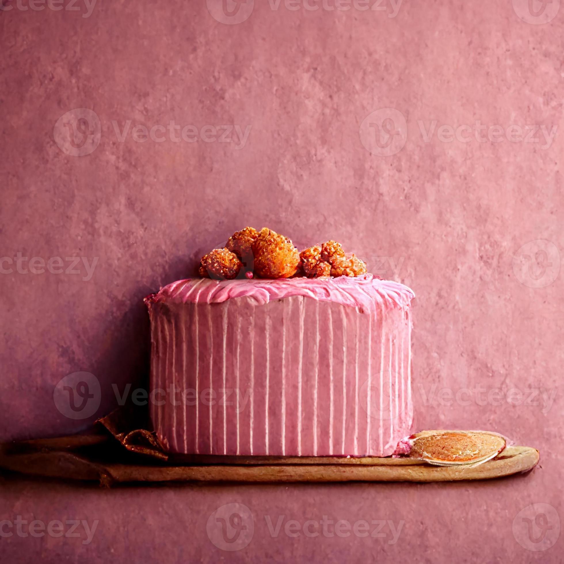 Pink background with cake 11698665 Stock Photo at Vecteezy