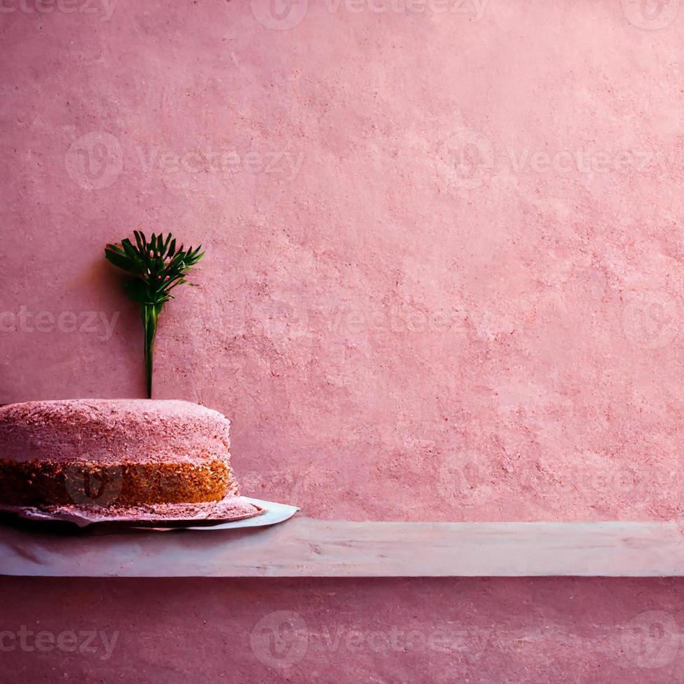 Pink background with cake photo