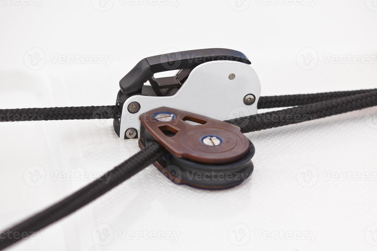 Winch and rope, yacht detail photo