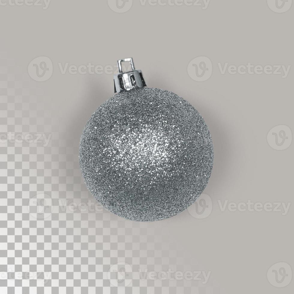 Silver christmas ball decoration with glitter photo