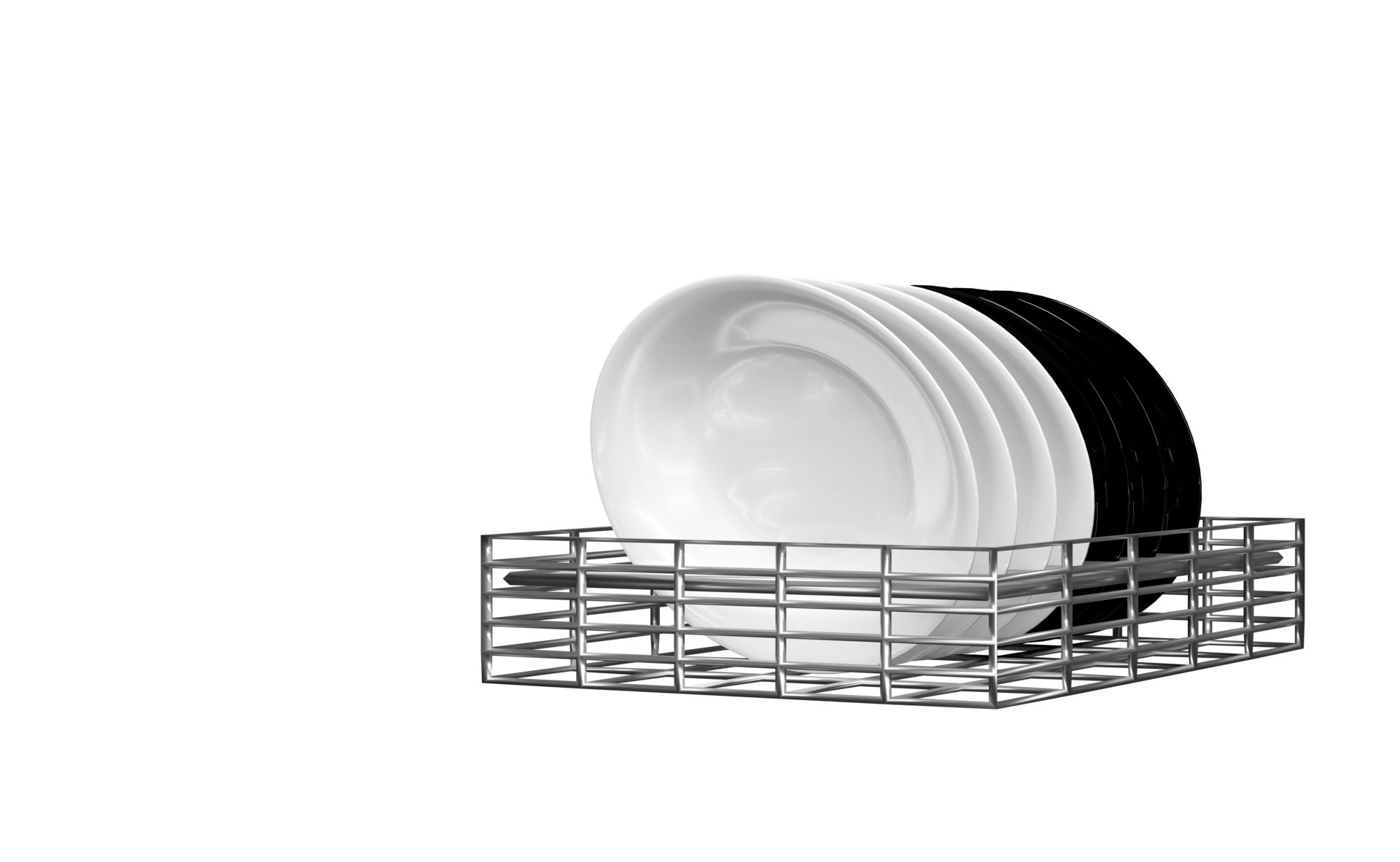3d dish drying rack for kitchen counter isolated. trendy style concept