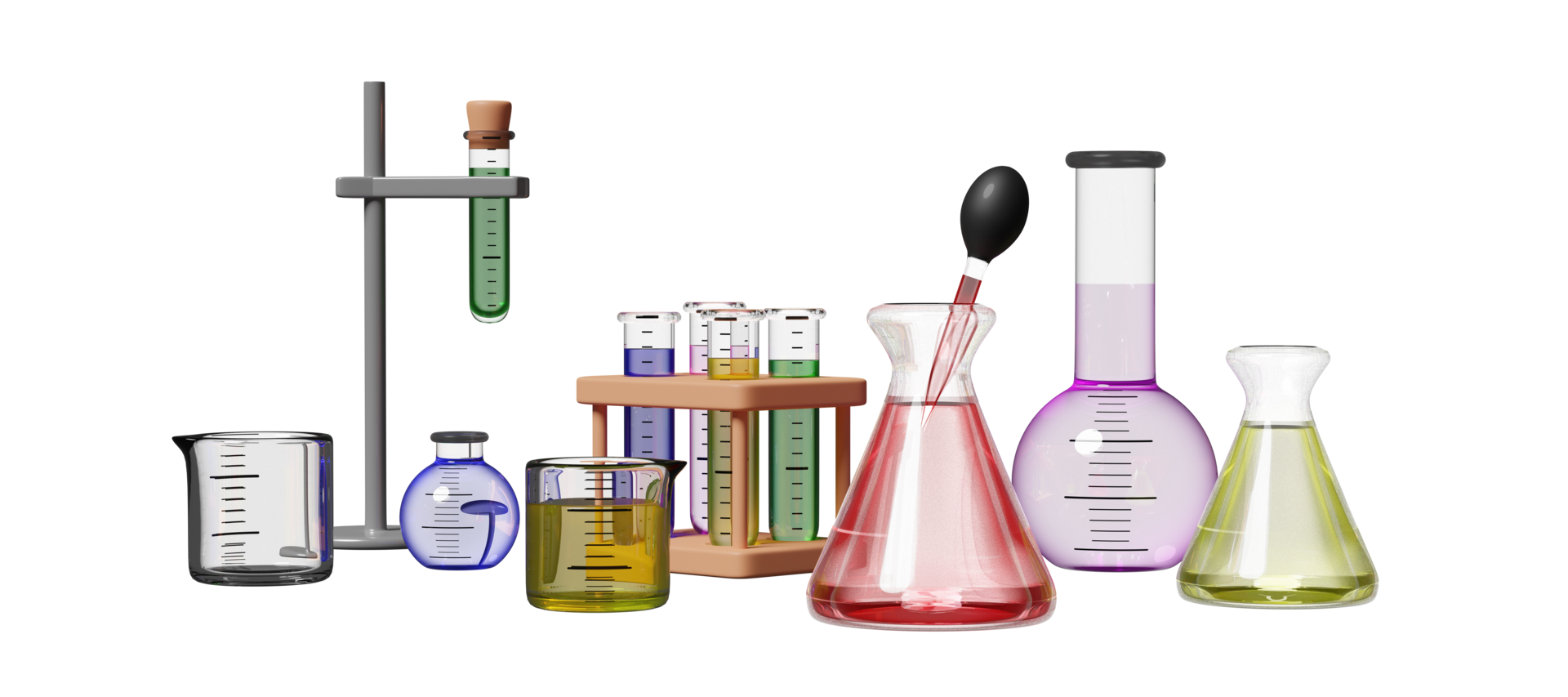 3d Science Experiment Kit With Beaker Test Tube Isolated Room Online 3d Science Experiment Kit With Beaker Test Tube Isolated Room Online Innovative Education Concept 3d Render Illustration Png