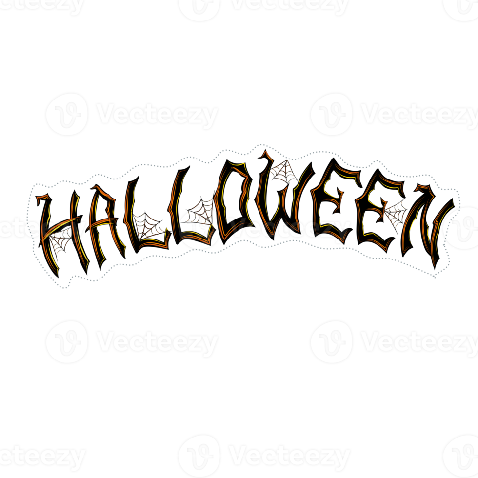 pegatina de inscripción de halloween para halloween png