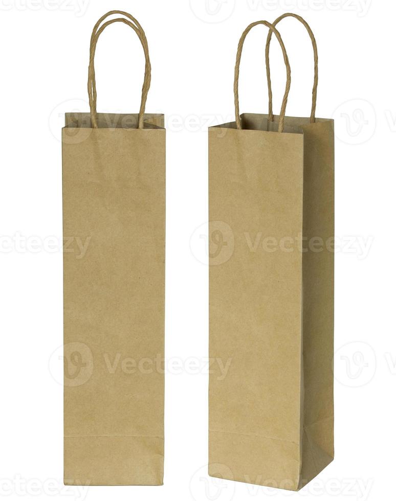 wine brown paper bag for bottles isolated on white photo