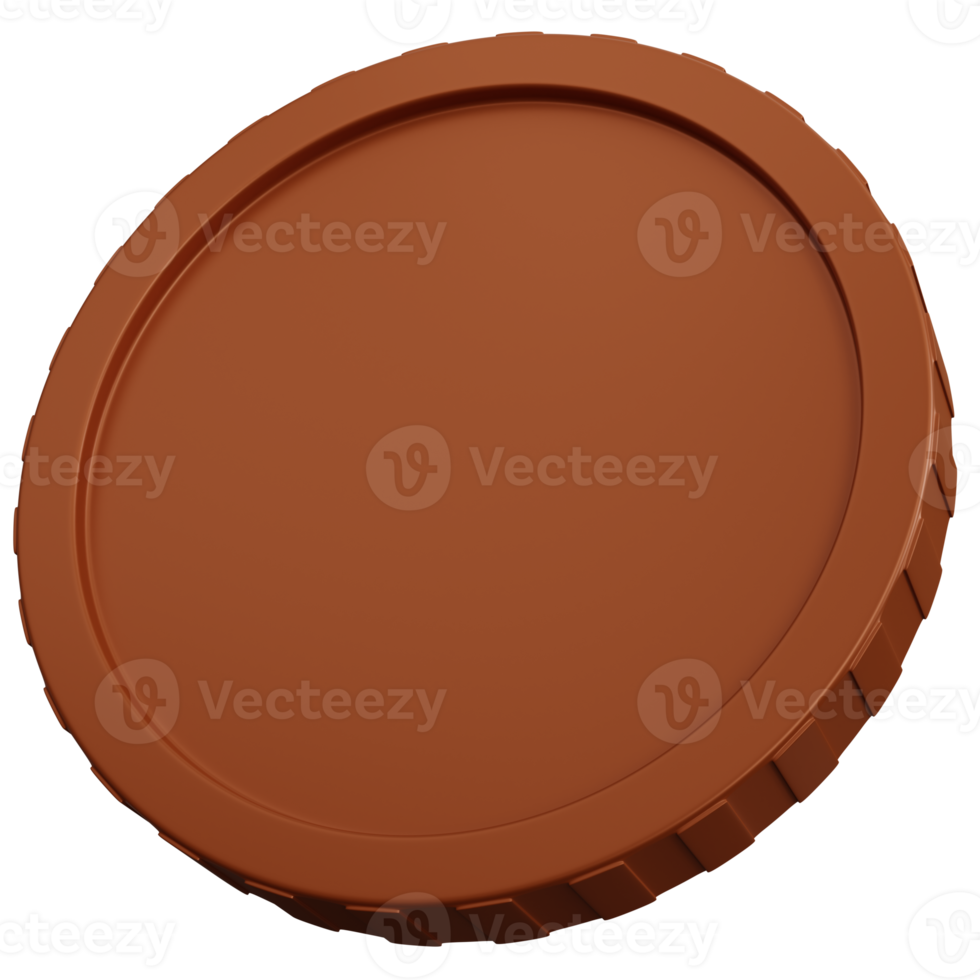 3d rendering bronze coin isolated png