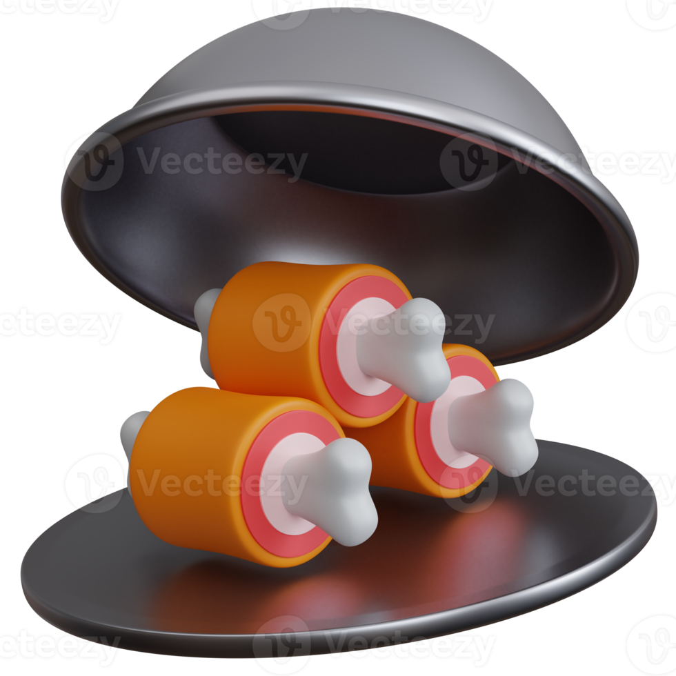 3d rendering food dish with three meats isolated png