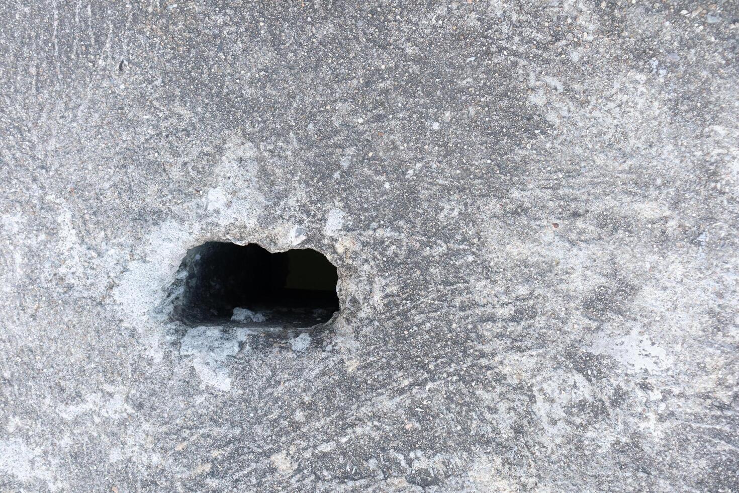 The square hole on concrete floor with pattern. photo