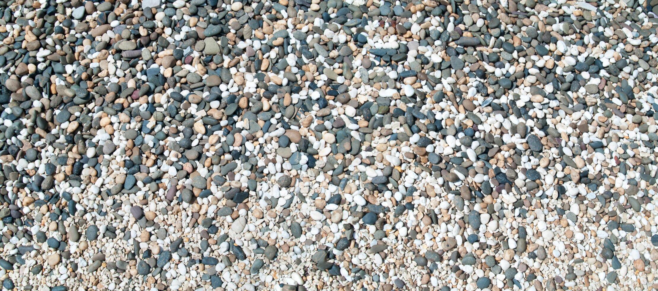 Texture of pebbles in panorama view  for background images photo
