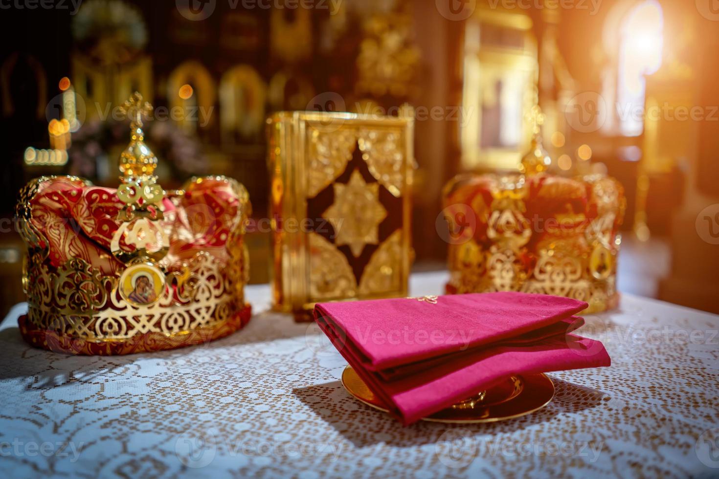 orthodox altar close-up on a blurry background photo