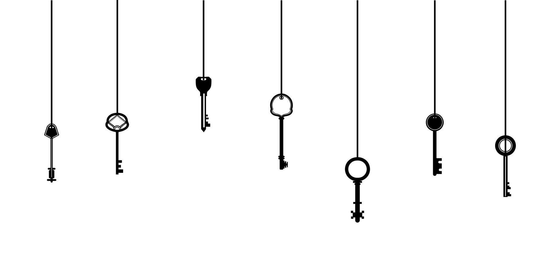 Illustrations Hanging Key Silhouette White Background vector