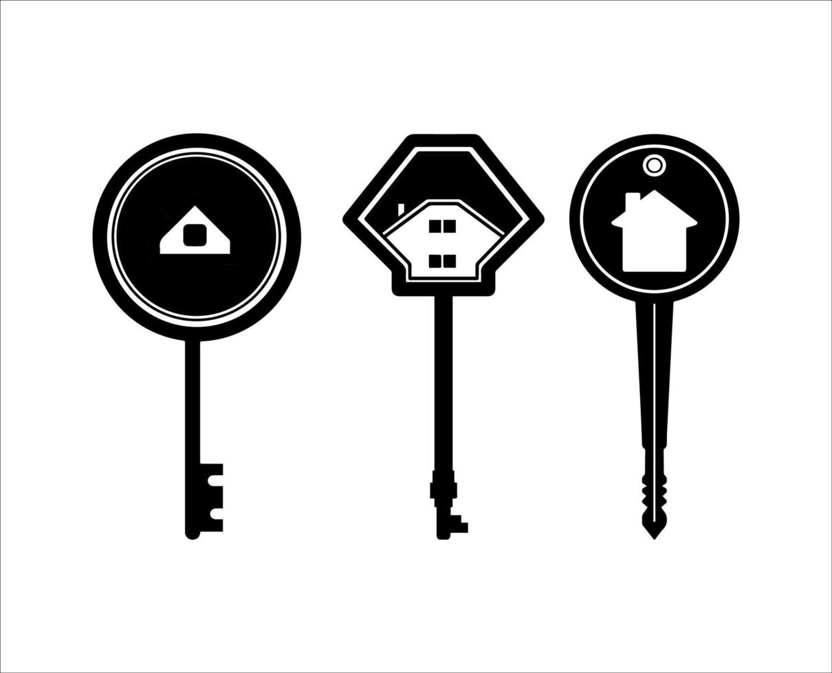 colección de silueta de icono de llave de casa vector