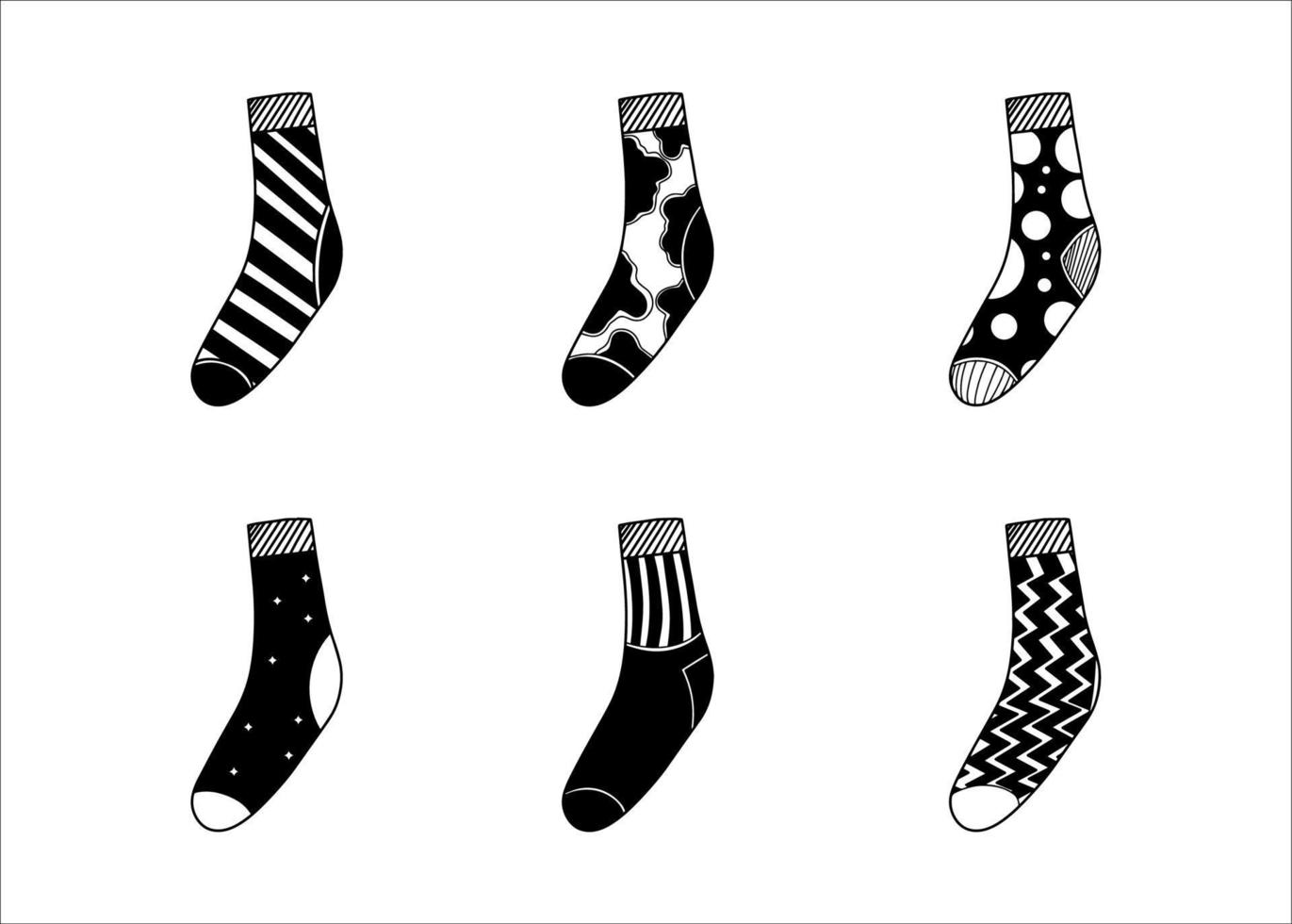 Set of Sock Black Silhouette vector