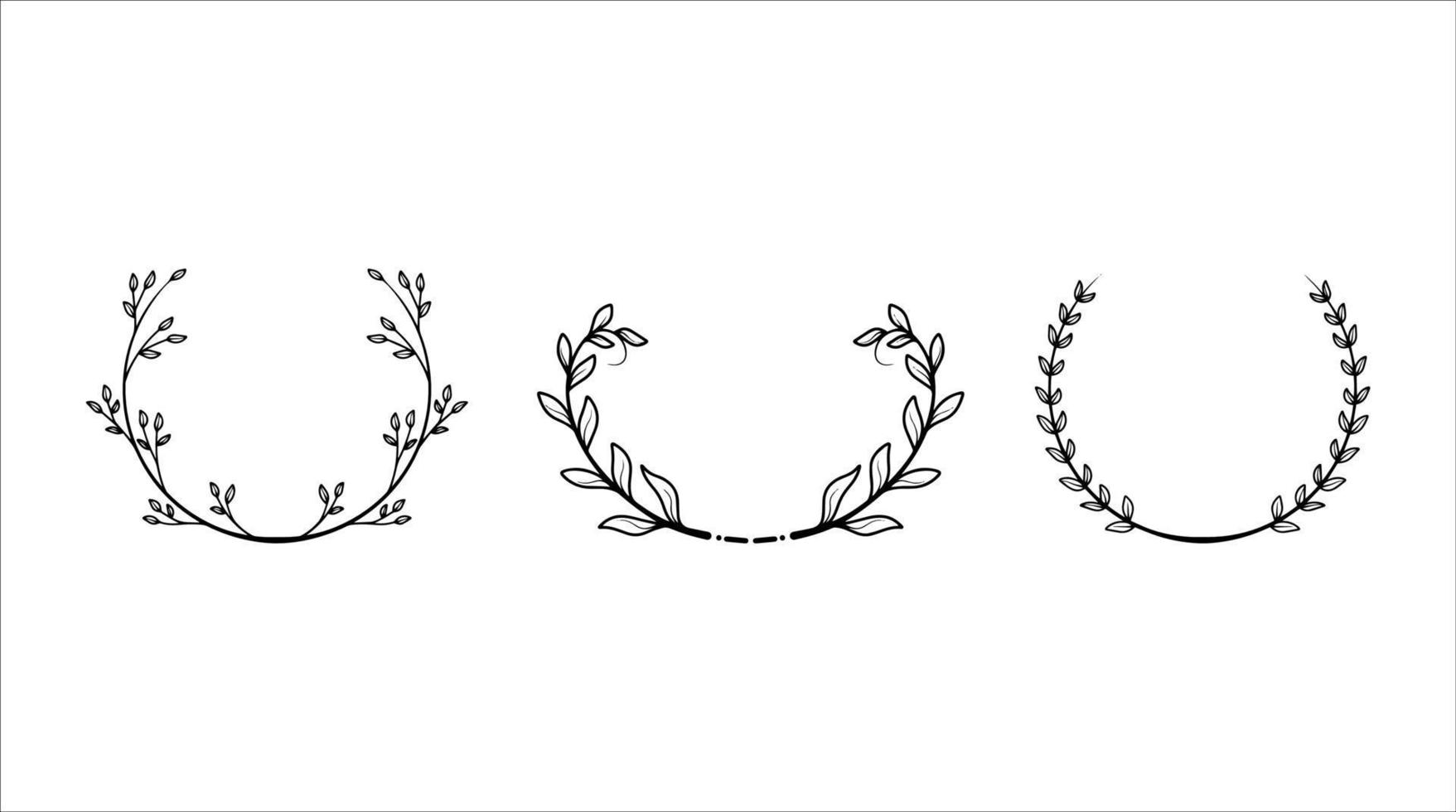 Three Laurel Wreath Silhouette Illustration vector