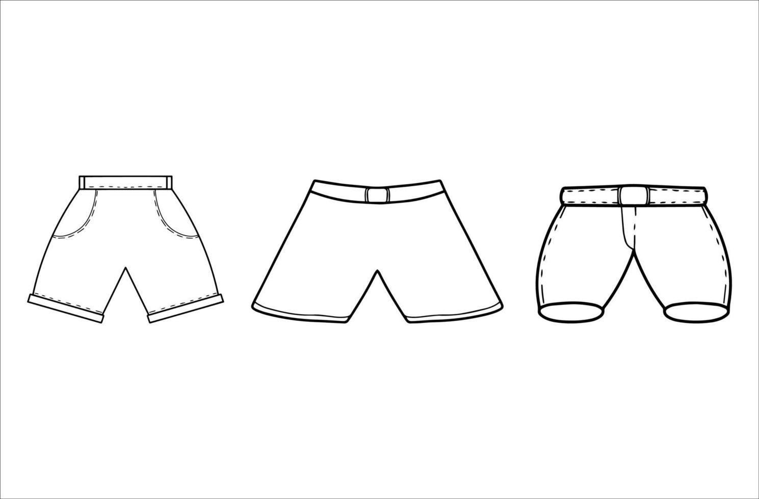 Hand-drawn Set of Trousers Illustrations White Background vector