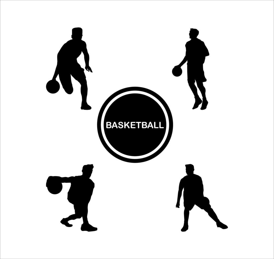 Silhouette of Man Player Basketball on a White Background vector