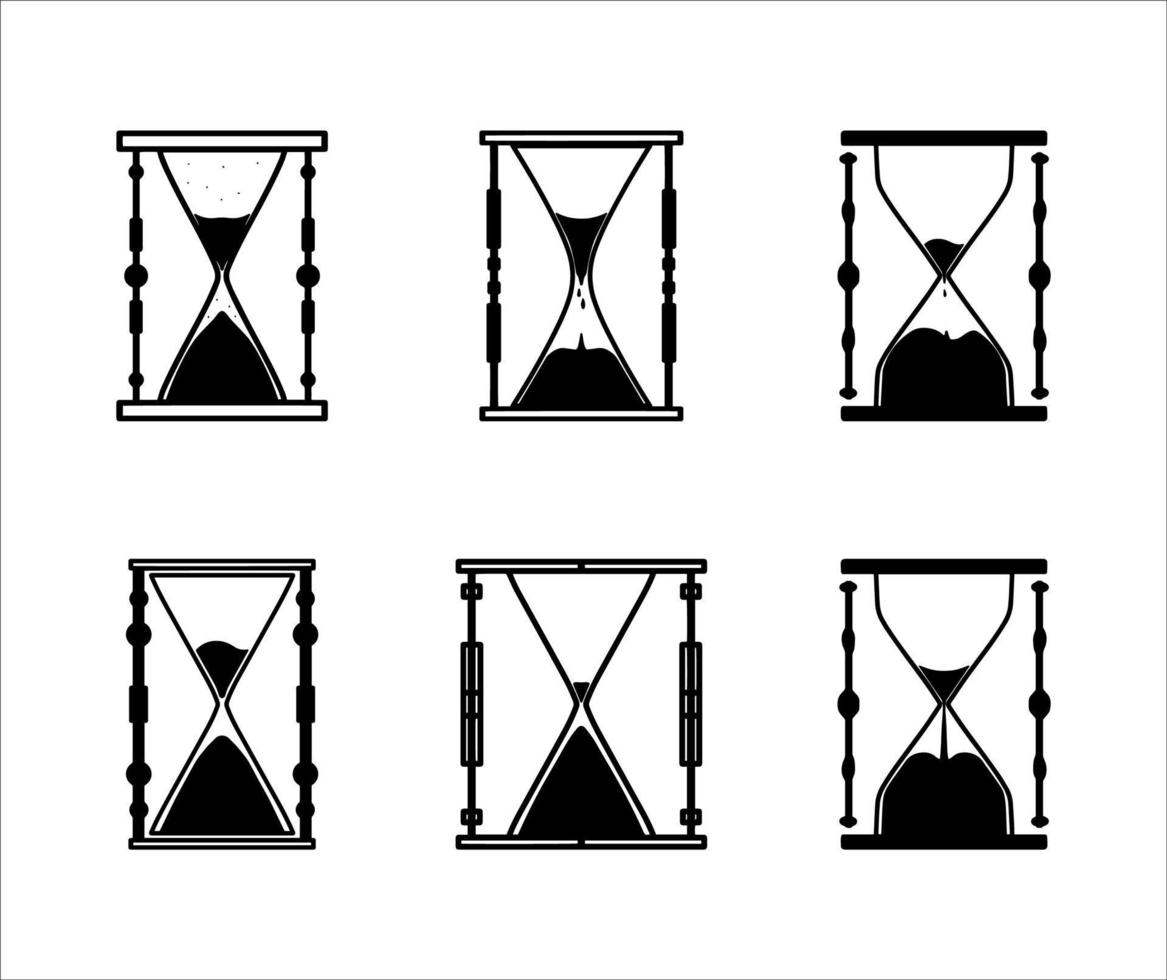 Collection of Hourstime Design in Silhouette vector