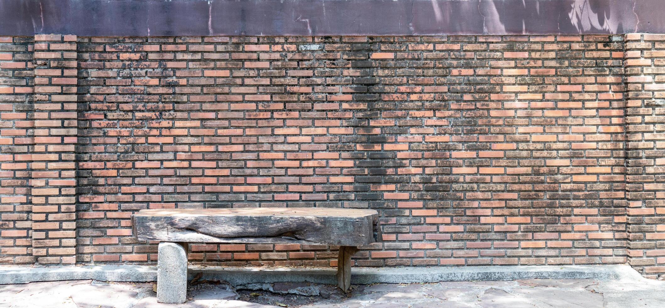 Texture of red brick use for background images, The pattern of bricks with chair made of wood photo