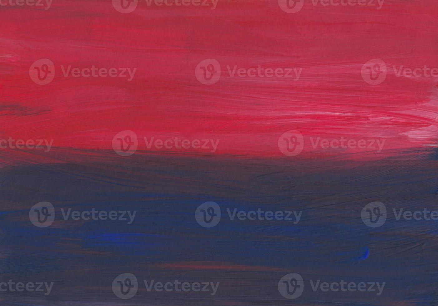 Deep red and blue background painting. Abstract minimalist backdrop. Hand drawn texture. Brush strokes of paint on paper. Modern art photo