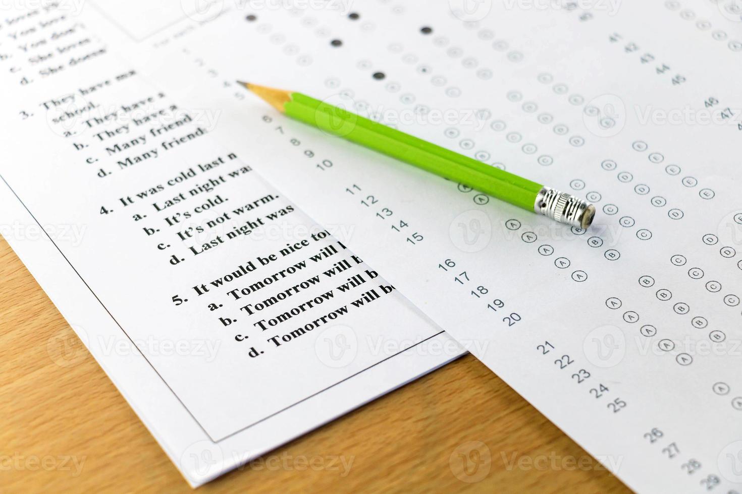 test sheet and answer sheet photo