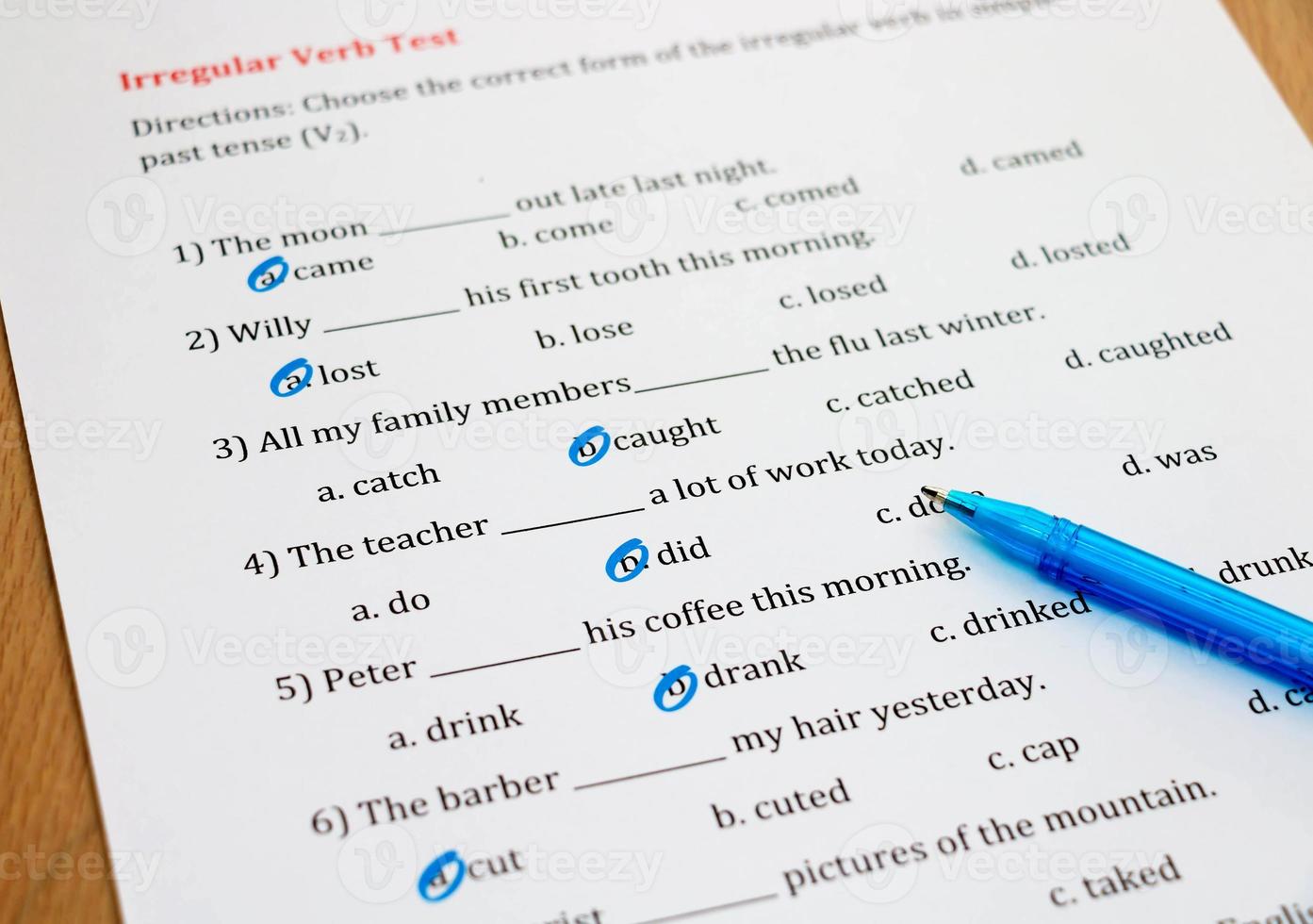 english exam on table photo