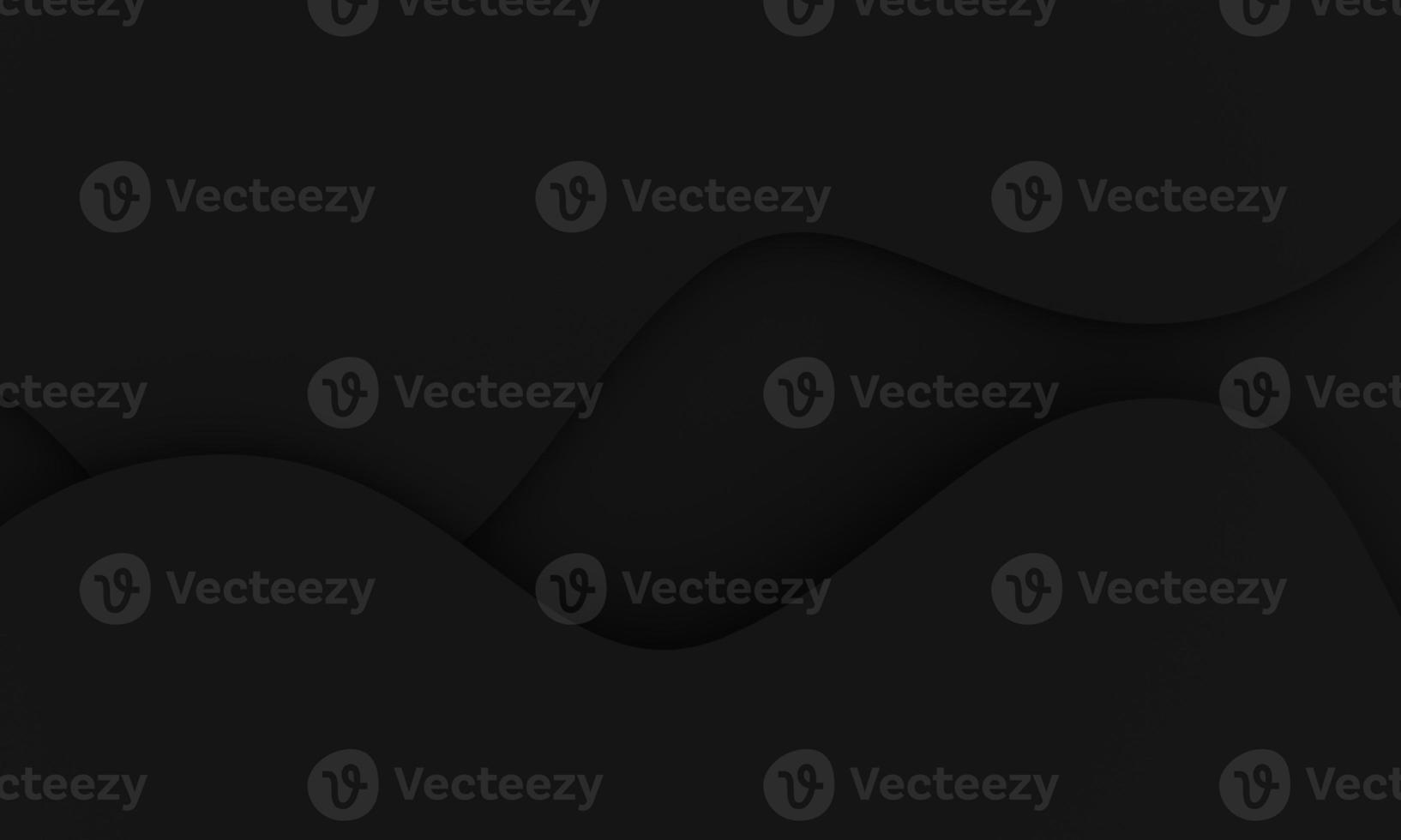 Minimalist clean copy space wavy black background in stacked layers. abstract background. 3d rendering. photo