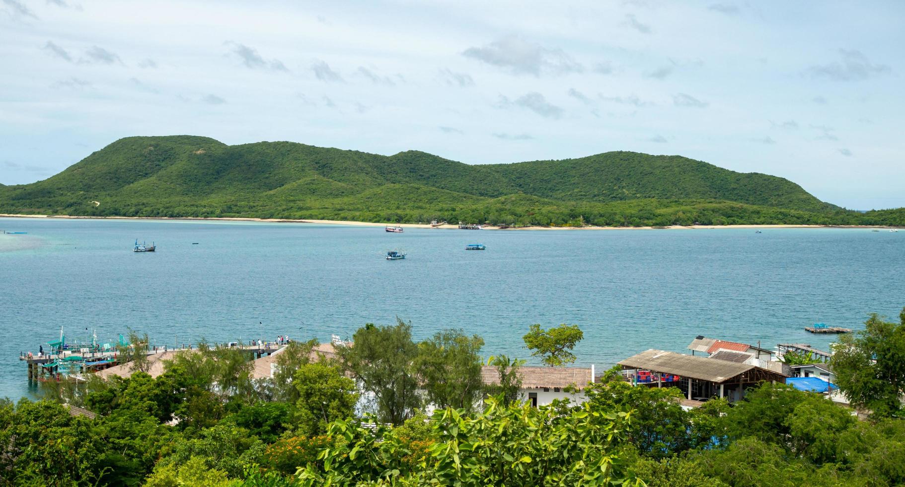 high angle view of the sea There are communities below too. Thailand photo