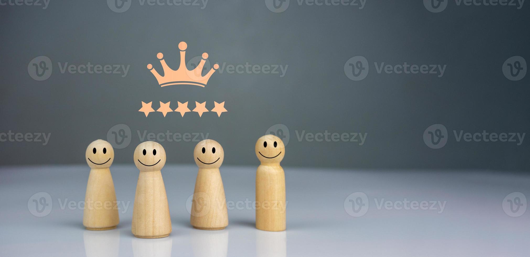 The best business services rate the customer experience. Satisfaction Survey Concept Customers give 5 star satisfaction. photo