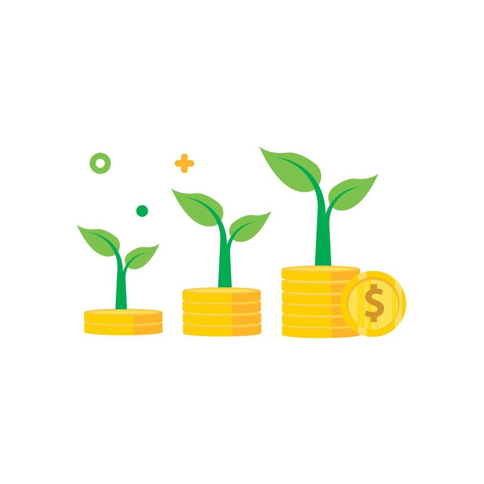 vector illustration of coin growth, investment, coin planting. vector design that is very suitable for finance, banks, websites, apps etc.