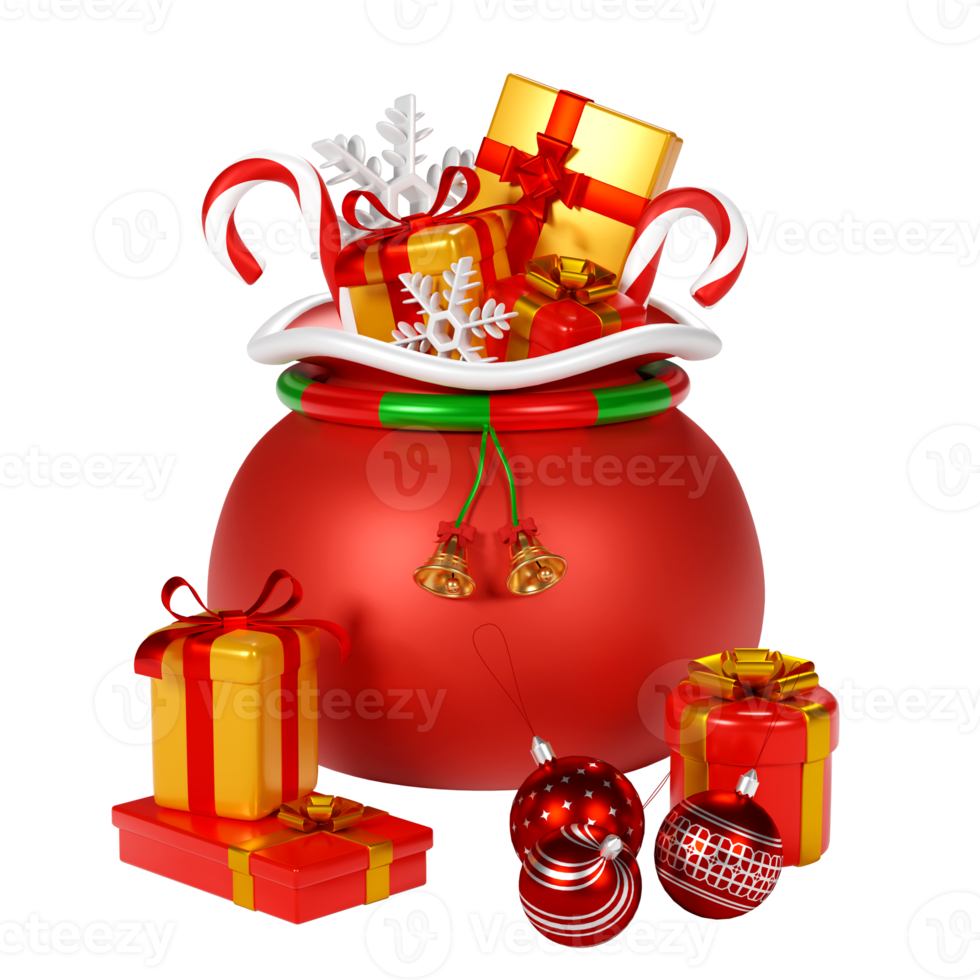 Christmas gift box isolated 3d render png