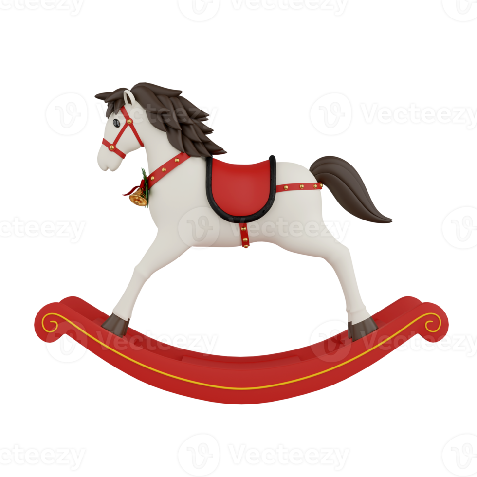 Christmas rocking horse isolated 3d render png