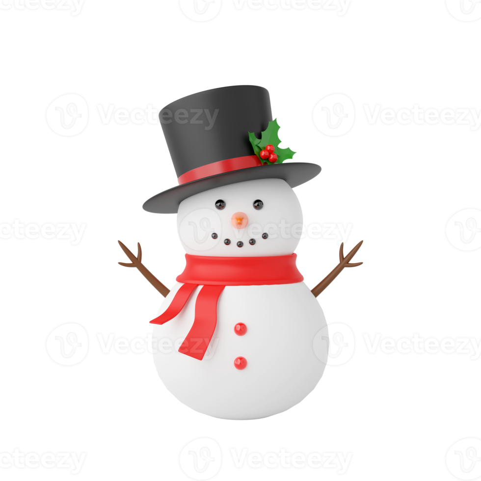 boneco de neve de natal renderização 3d isolada png