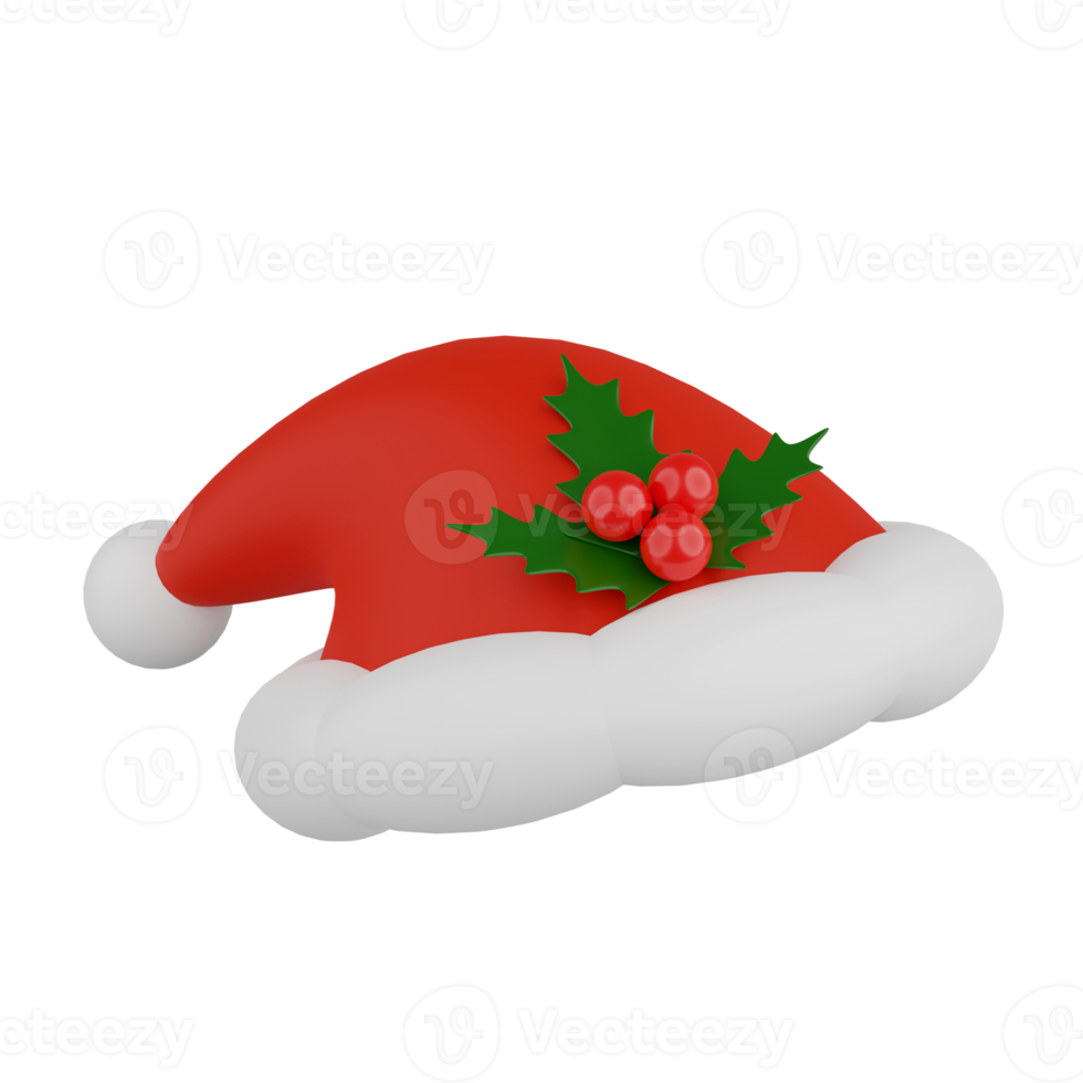 de kerstman claus hoed geïsoleerd 3d geven png