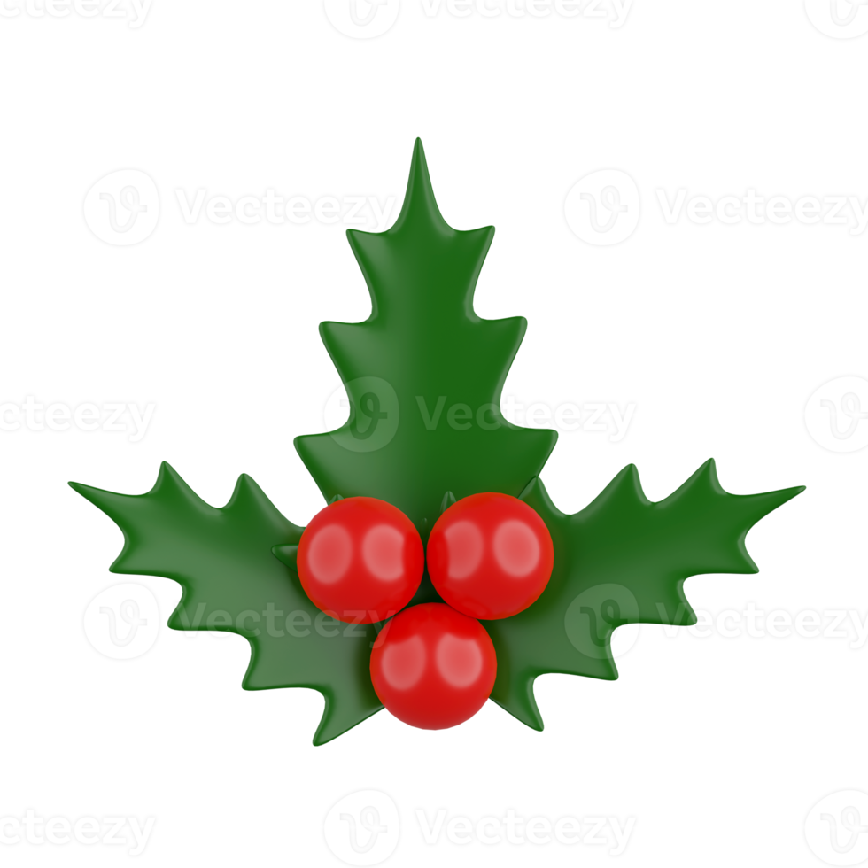 renderização 3d isolada de folha de natal png