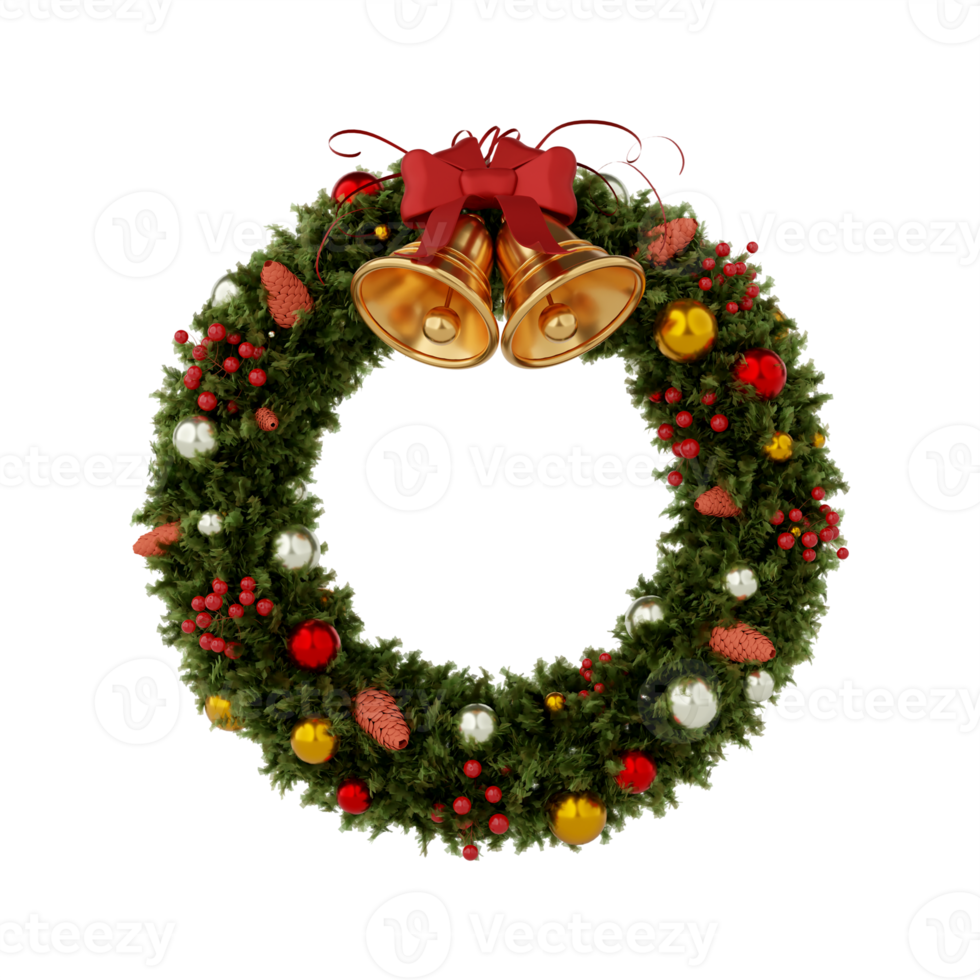 Christmas wreath isolated 3d render png