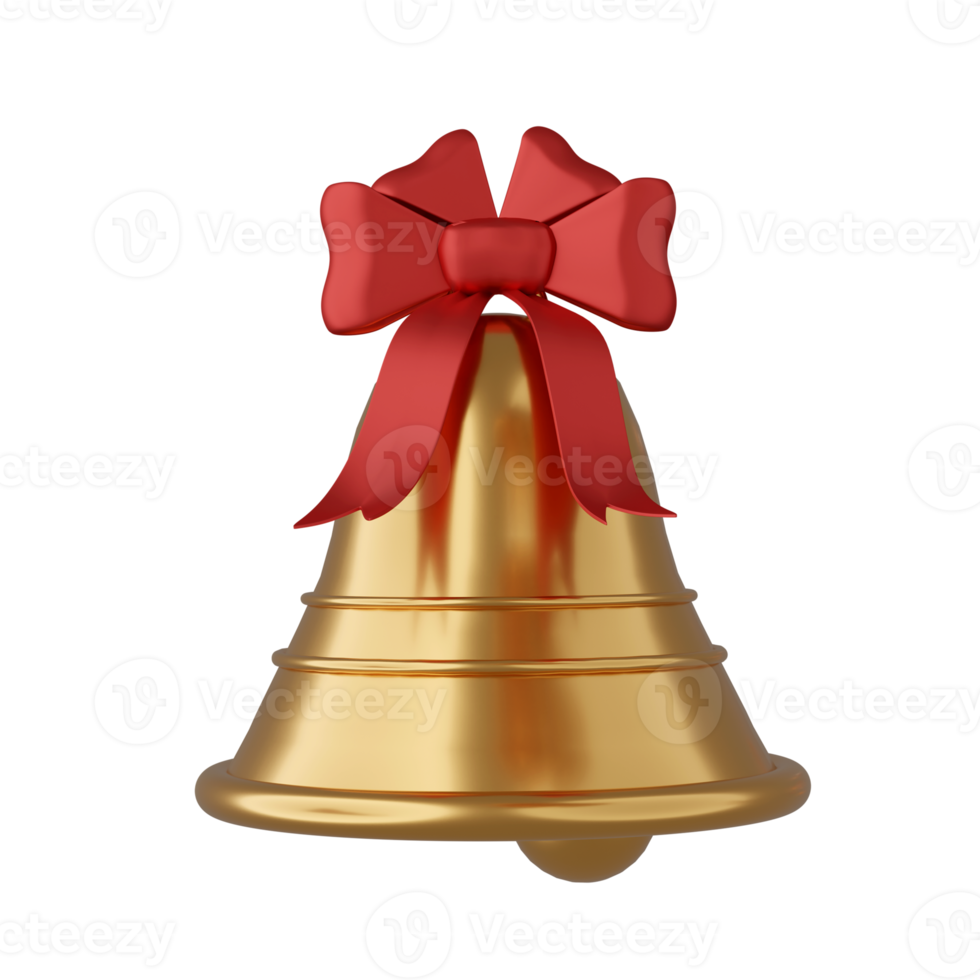 Christmas bell isolated 3d render png