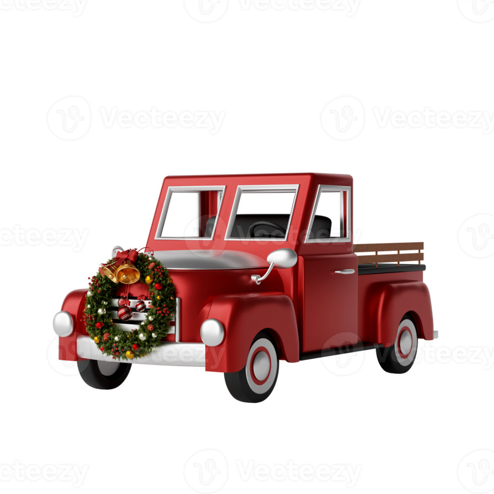 Christmas truck isolated 3d render png