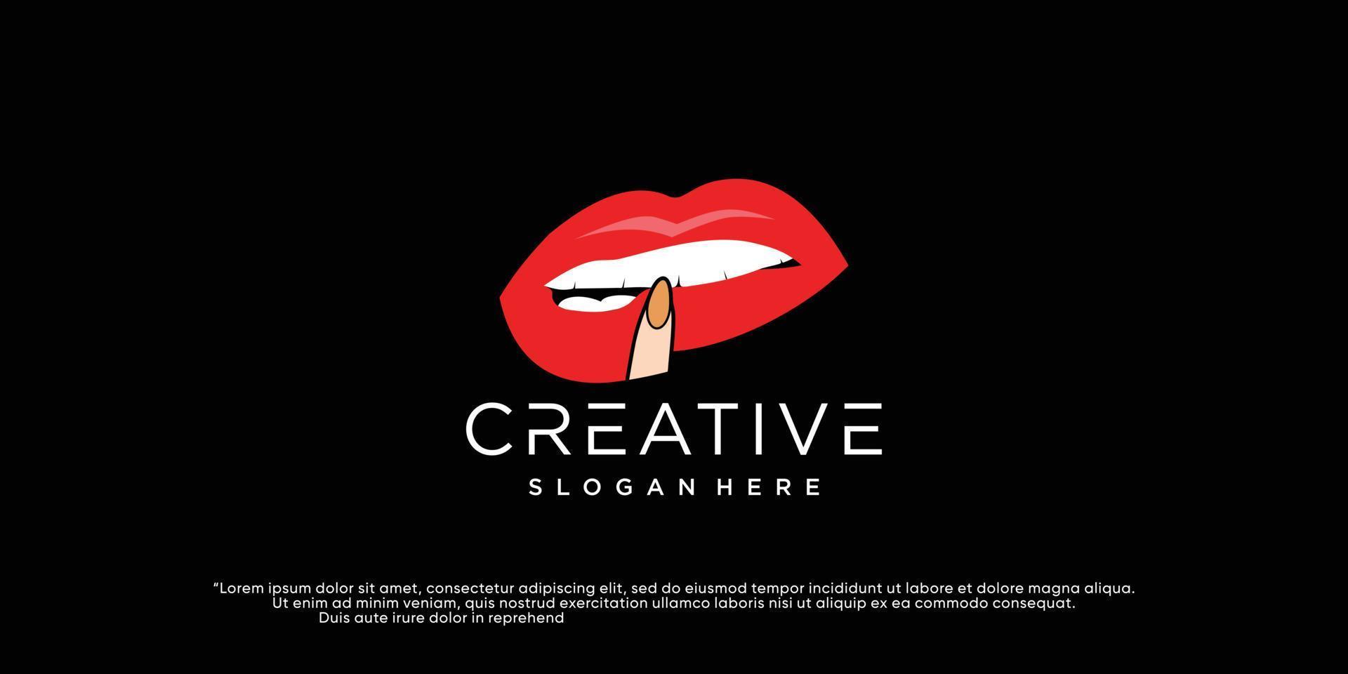 lips logo design with concept beautuful Premium Vector