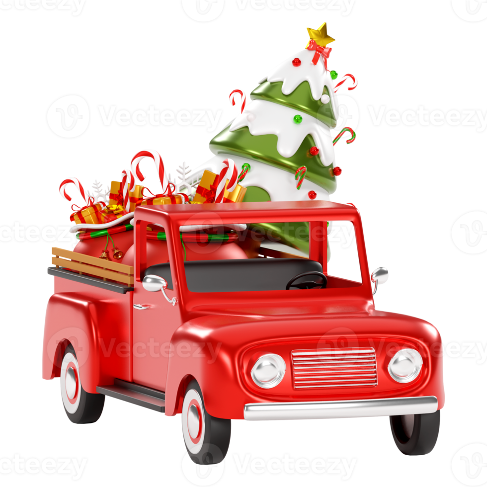 Xmas truck isolated 3d render png