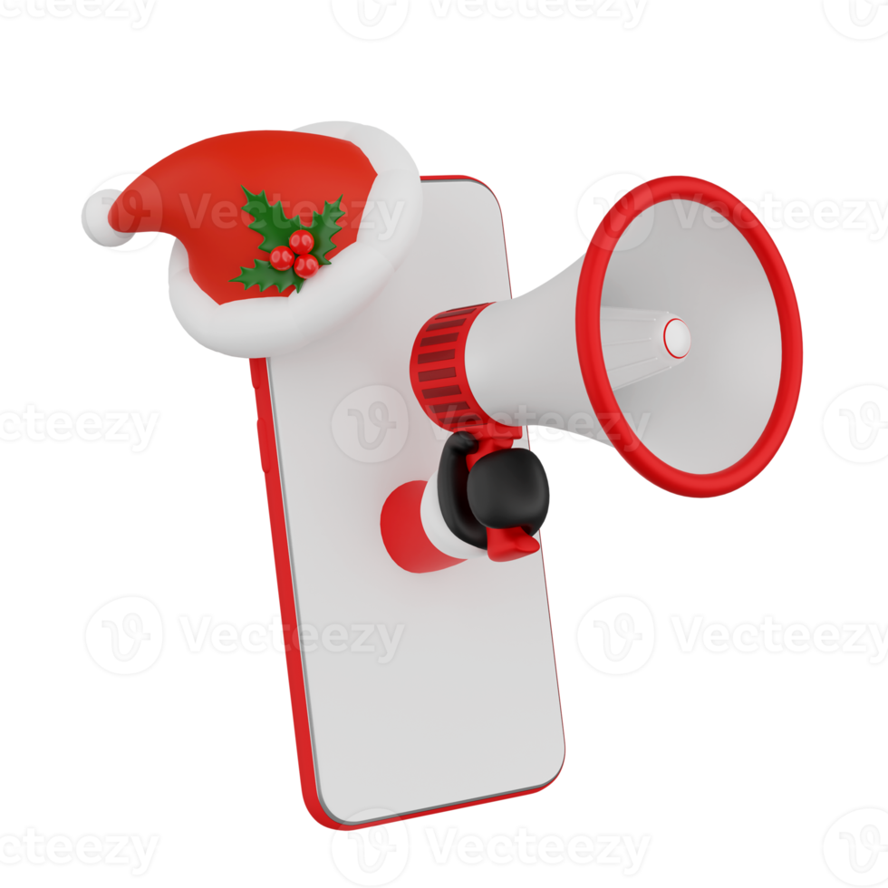 Santa Claus with smartphone isolated 3d render png