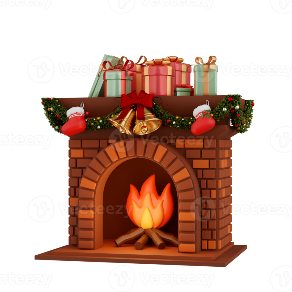 Fireplace isolated 3d render png