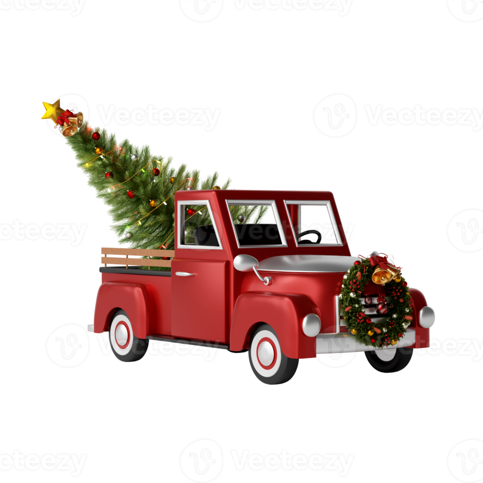 Christmas truck isolated 3d render png