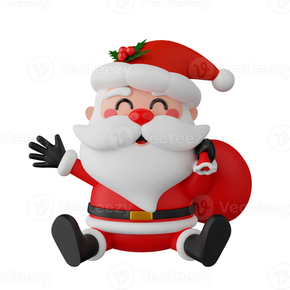 de kerstman claus geïsoleerd 3d geven png