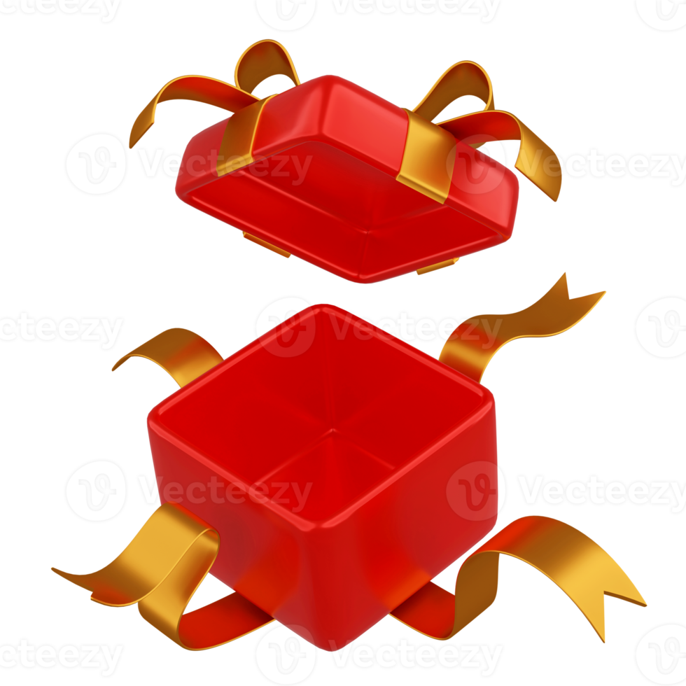 Christmas gift box isolated 3d render png