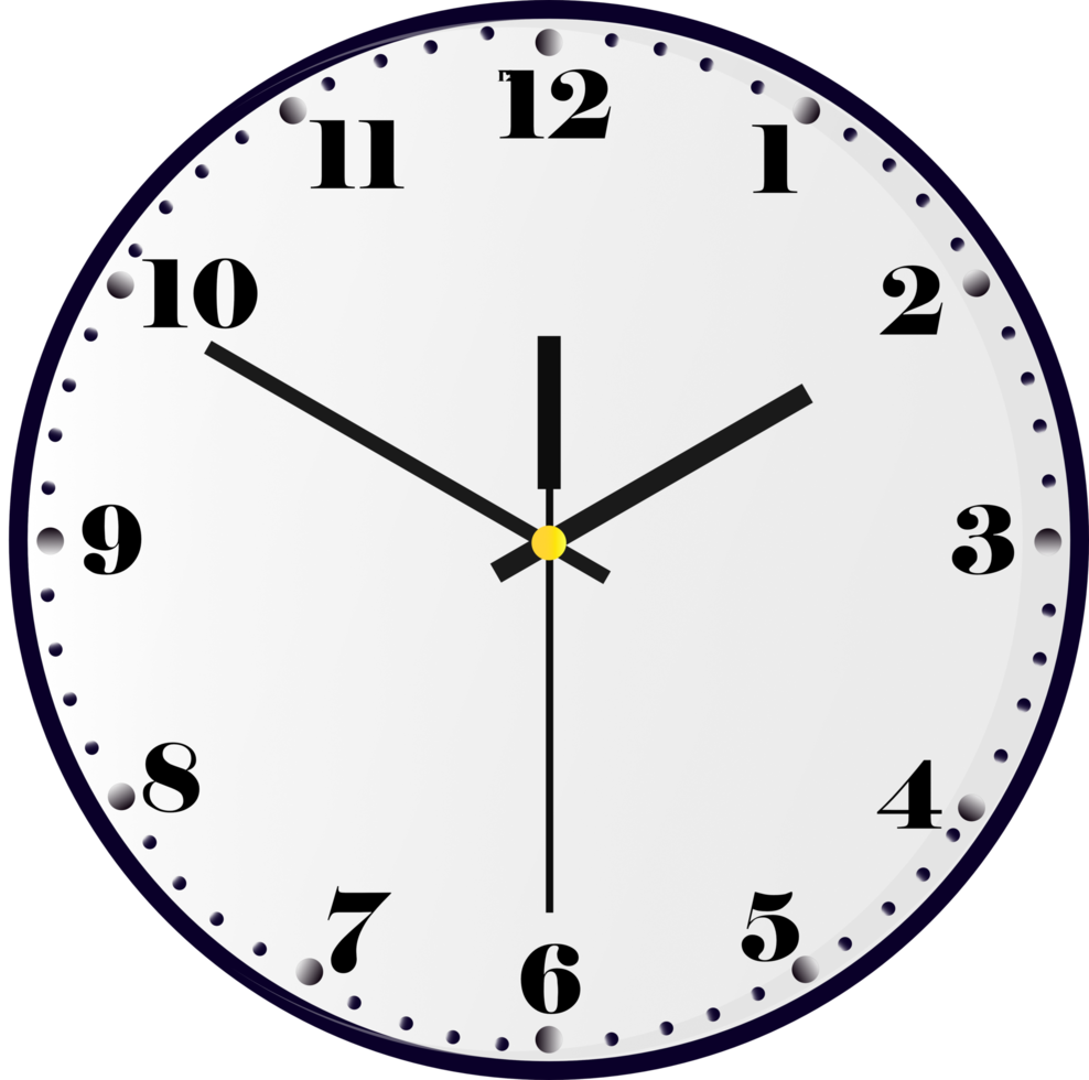 horloge murale ronde encadrée noire sur fond transparent png