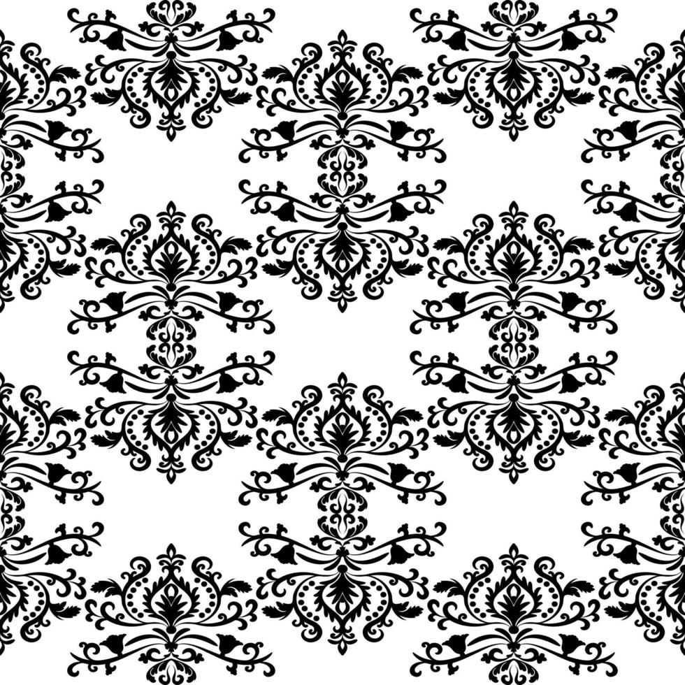 papel tapiz de damasco sin costuras para la decoración del hogar. en blanco y negro. ilustración vectorial vector