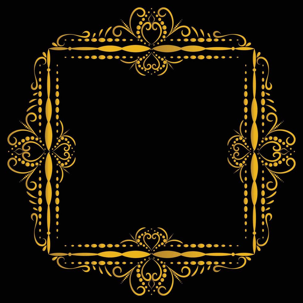 Decorative frame Elegant vector element for design in Eastern style, place for text. Beautiful floral golden border. Lace illustration for invitations, greeting cards and T Shirt design.