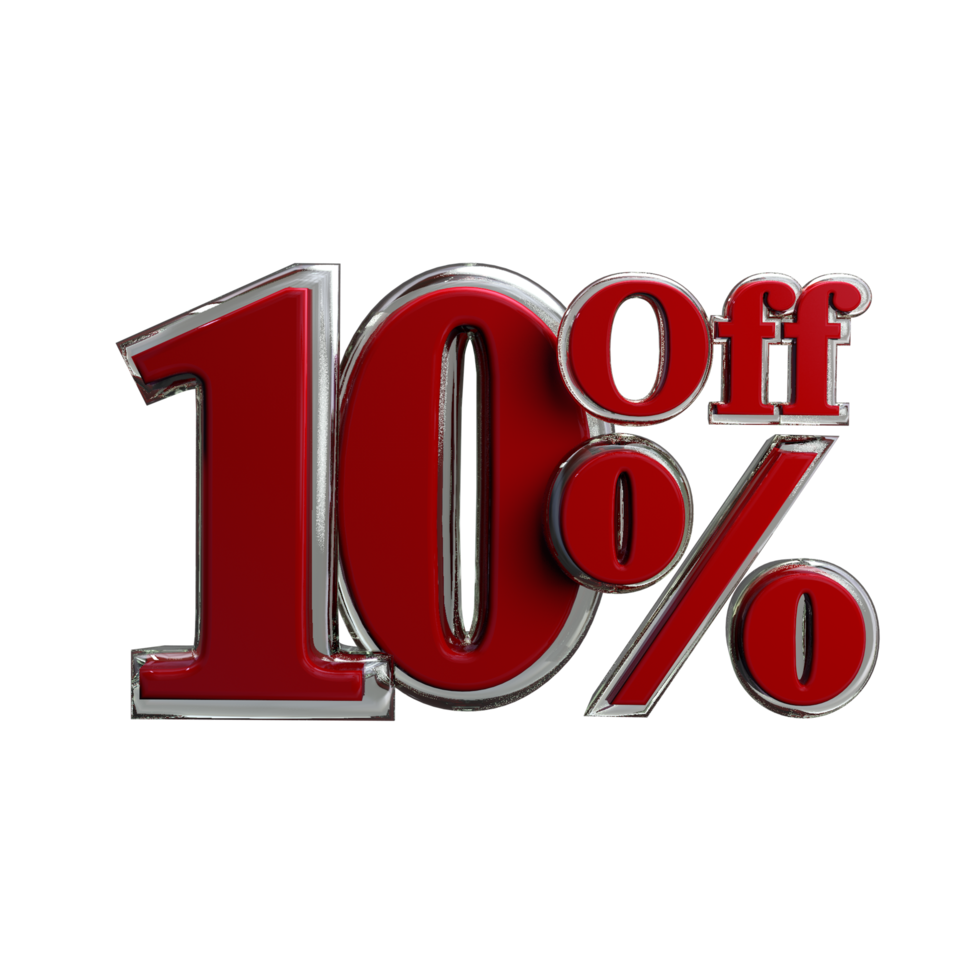 Promotion 10 percent off 3D Render png