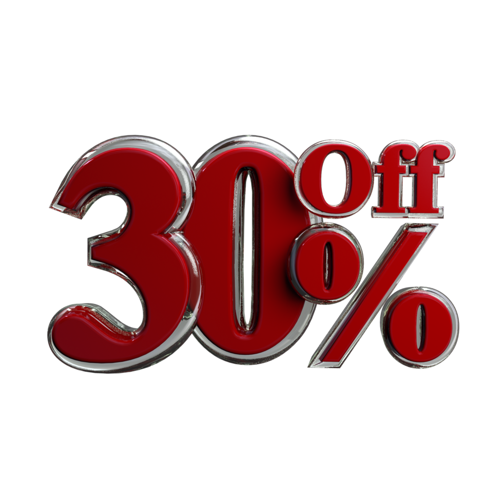 Promotion 30 percent off 3D Render png