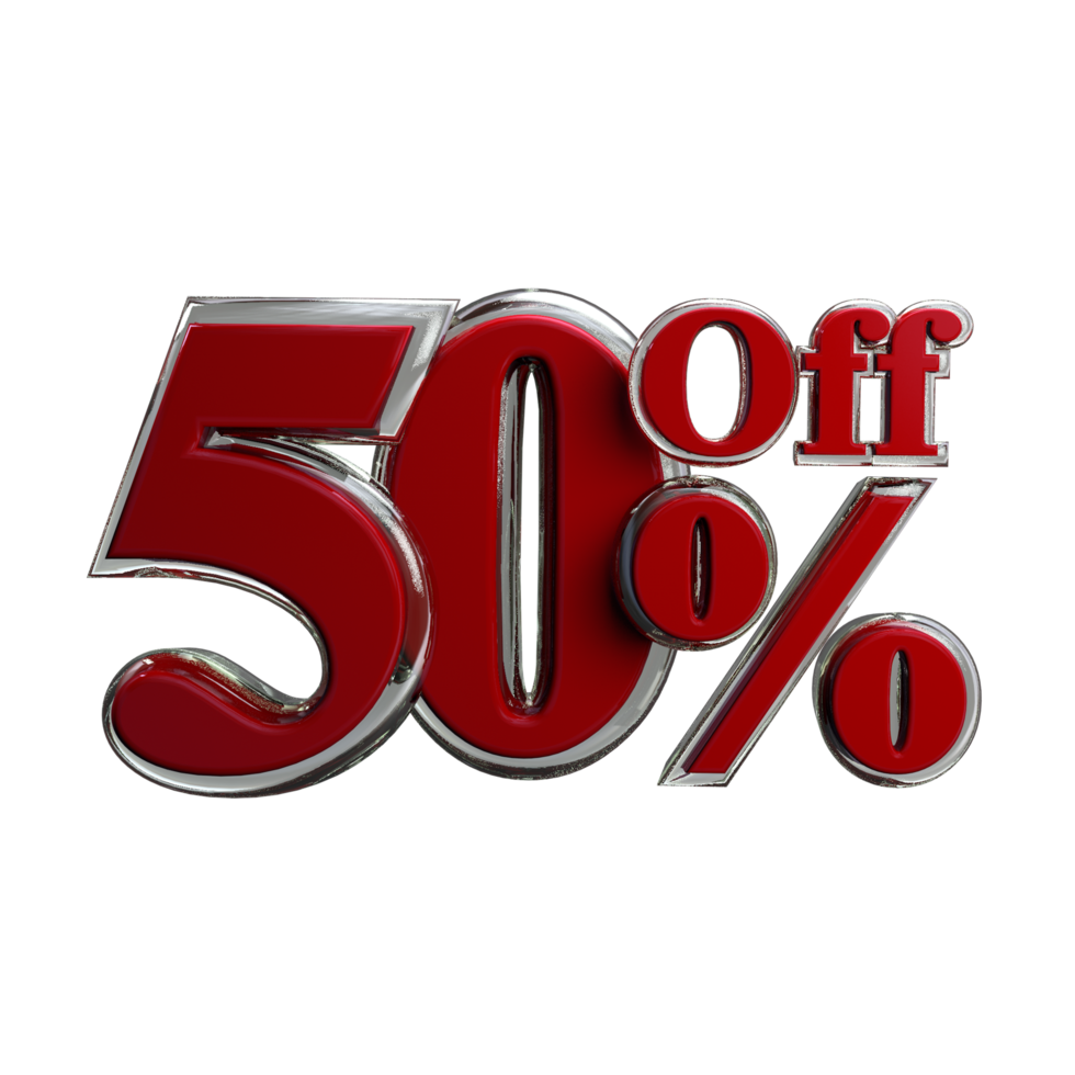 promoção 50% de desconto em renderização 3d png